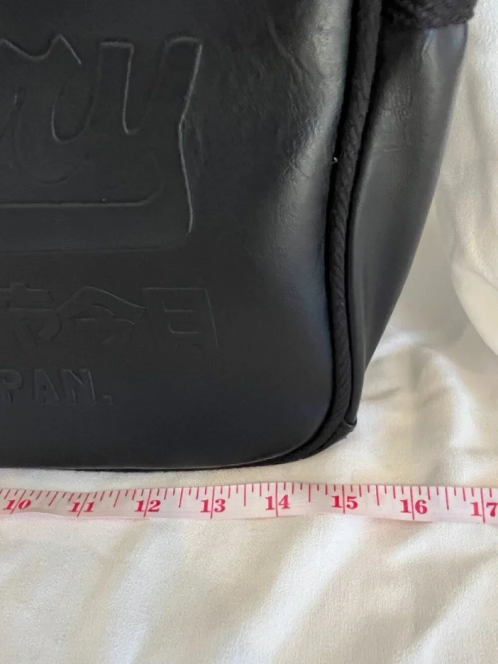 Superdry Embossed Logo Black Faux Leather Messenger Crossbody Bag